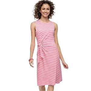 Talbots Sleeveless Striped Dress – Hot Pink & White – Size Large | Spring